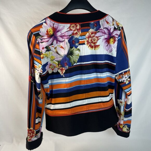 Joseph Ribkoff Floral & Stripe Zip Jacket – Size 10 (CAN/USA) - Picture 10 of 15